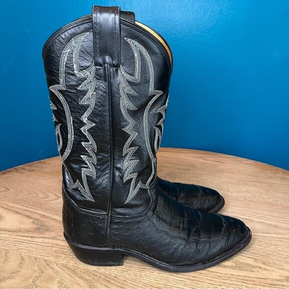 Vintage Tony Lama Western Ostrich Cowboy Boots Exotic Leather Men's Size 8D - Picture 2 of 12